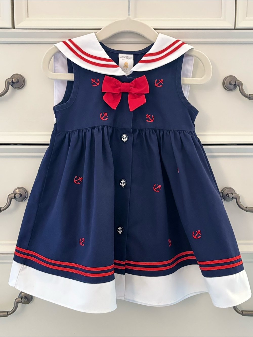VGUC Starting Out Navy & Red Sailor Dress with Bow Size 24 Months
